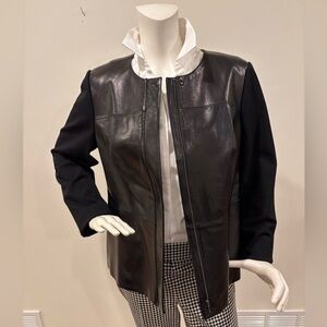 Talbots Black Leather Lined Zip-Up Jacket, size 12